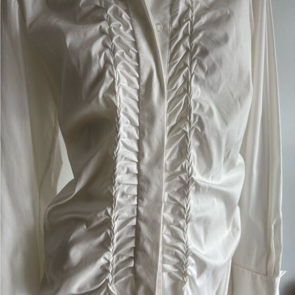 Robert Rodriguez Elegant White Ruched extra long blouse - Picture 3 of 5